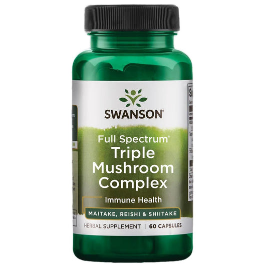 Front view of Swanson Full Spectrum Triple Mushroom Complex 60 Capsules packaging