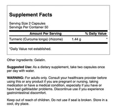 Swanson Full Spectrum Turmeric bottle with label back