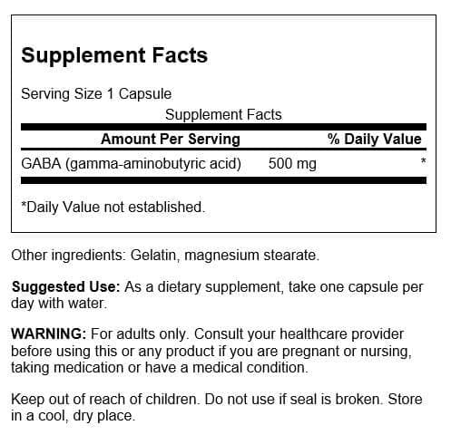 Swanson GABA 500mg capsules side view