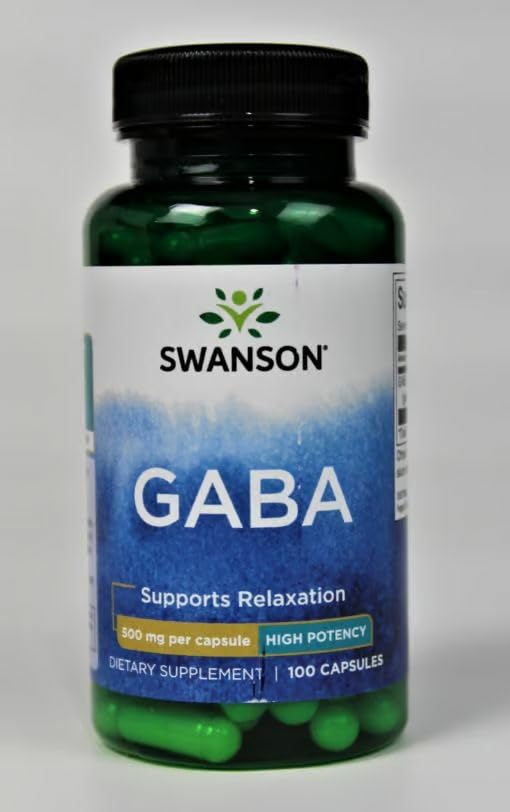 Two bottles of Swanson GABA 500mg capsules shown together