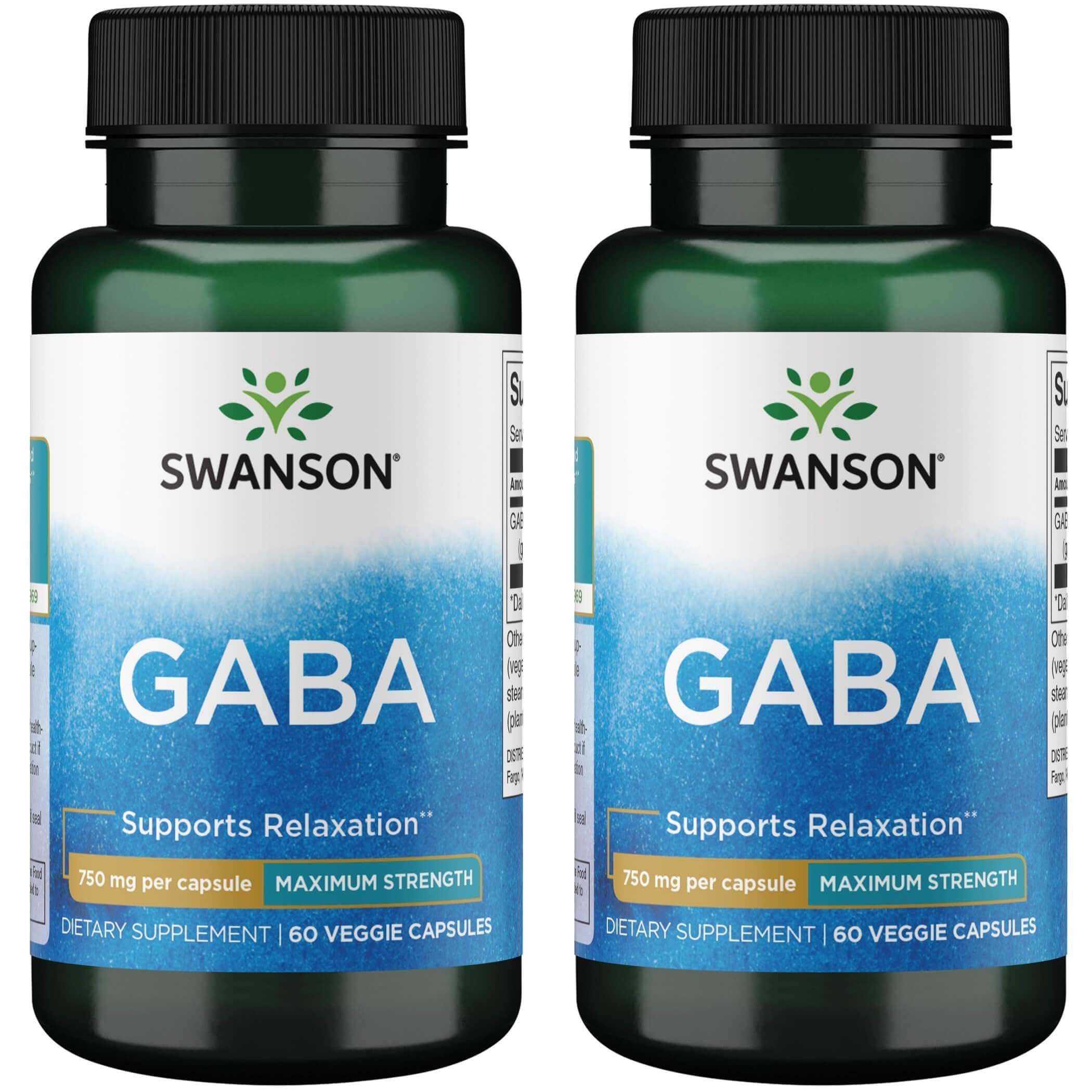 Swanson GABA 750 mg 60 vegan capsules - 2 pack