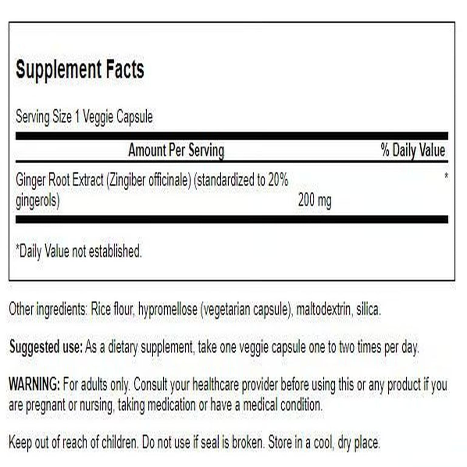 Close-up of Swanson Ginger Root Extract capsules
