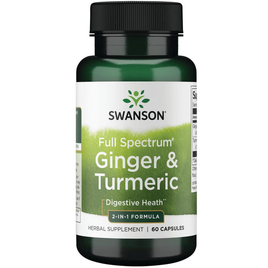 Swanson Full Spectrum Ginger & Turmeric 60 Capsules bottle front