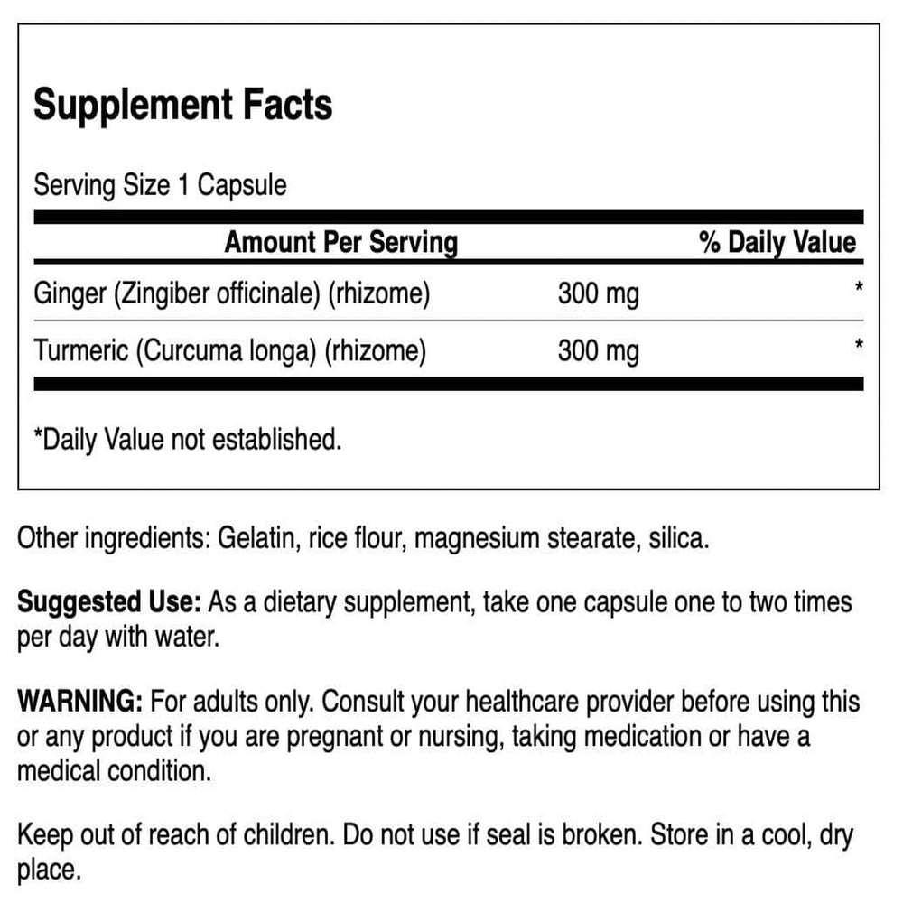 Close-up of Swanson Ginger & Turmeric bottle label
