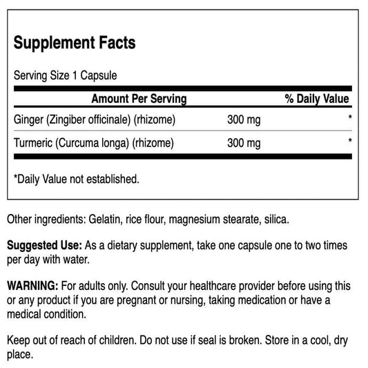 Close-up of Swanson Ginger & Turmeric bottle label