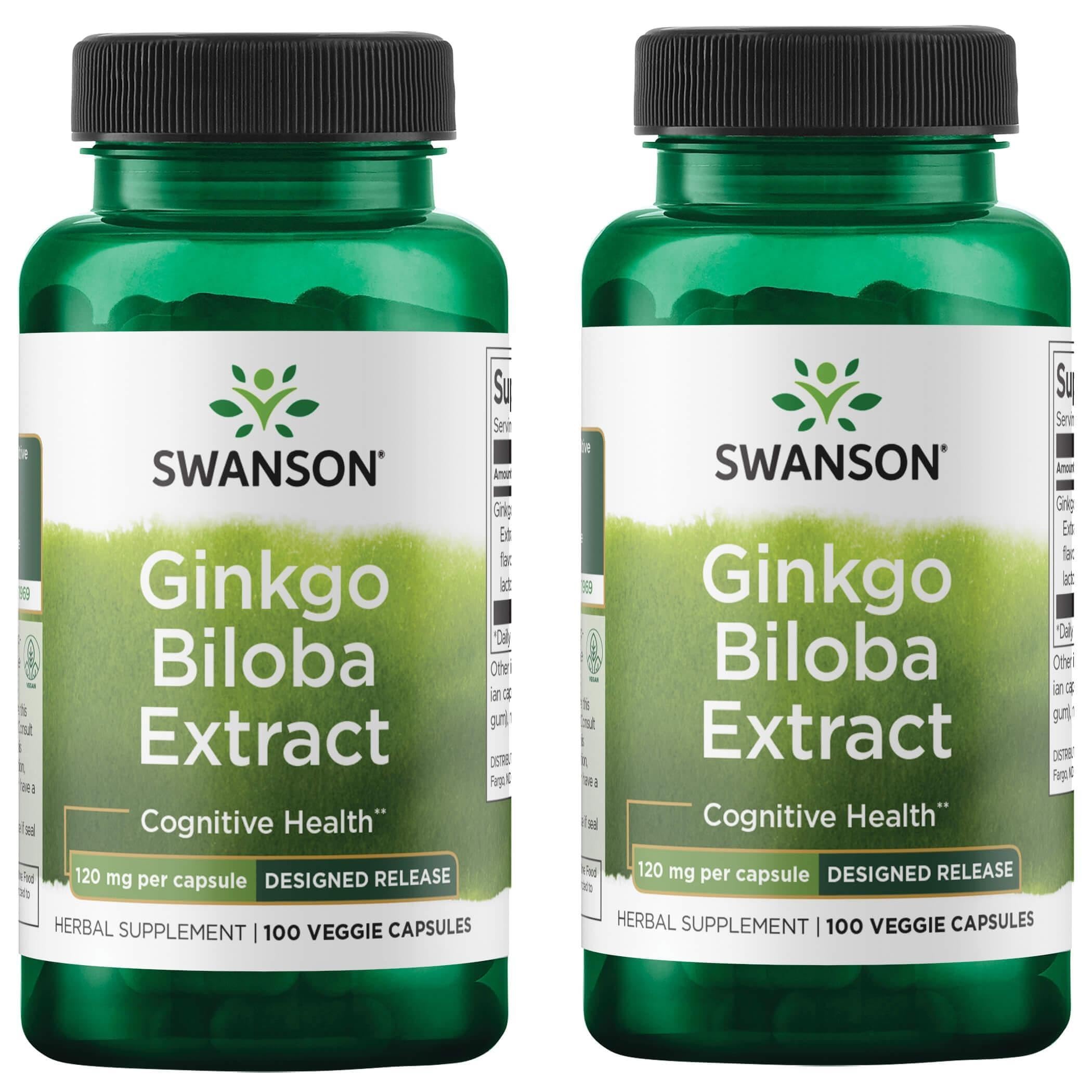 Swanson Ginkgo Biloba Extract 120 mg Delayed-Release Veggie DRCaps - 2 Pack