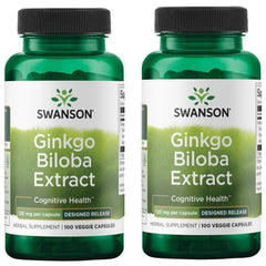 Swanson Ginkgo Biloba Extract 120 mg Delayed-Release Veggie DRCaps - 2 Pack