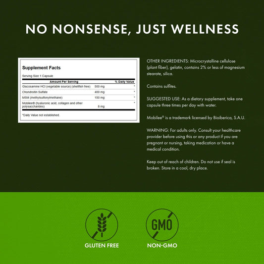 Supplement facts and ingredients panel for Hyal-Joint