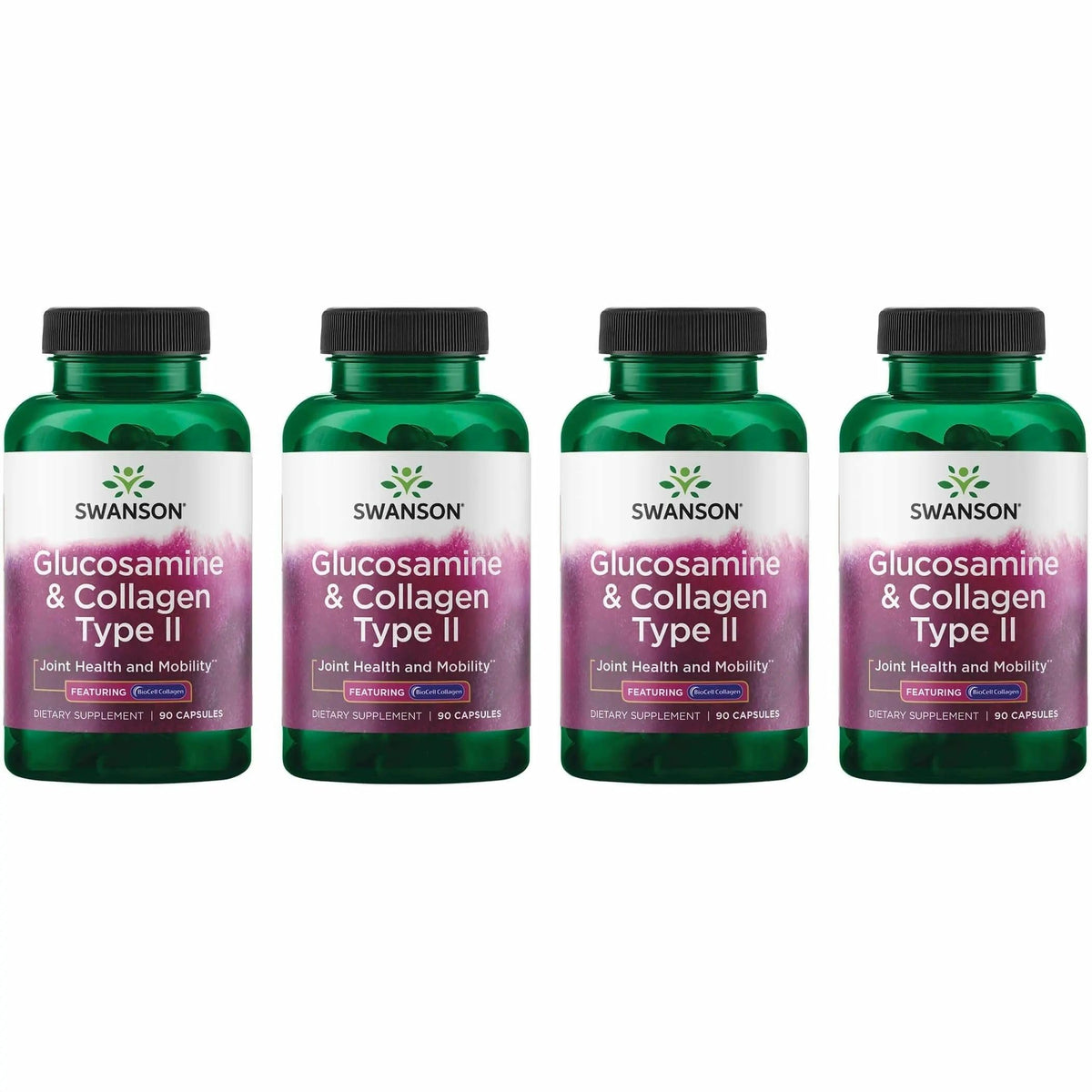 Hero image of Swanson Glucosamine & Collagen Type II with BioCell Collagen 90 Capsules 4 Pack