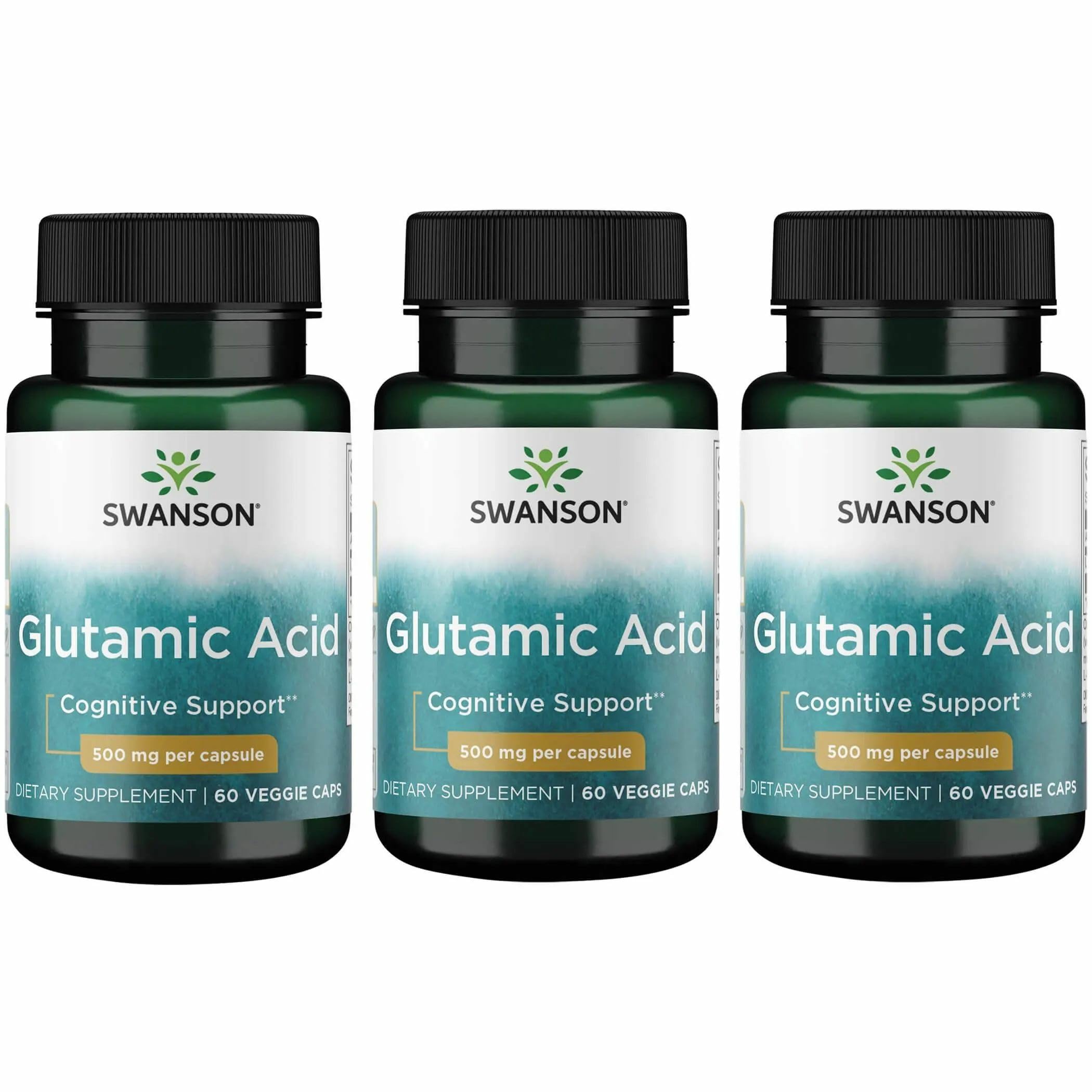 Swanson Glutamic Acid 500 mg 3-pack bottle