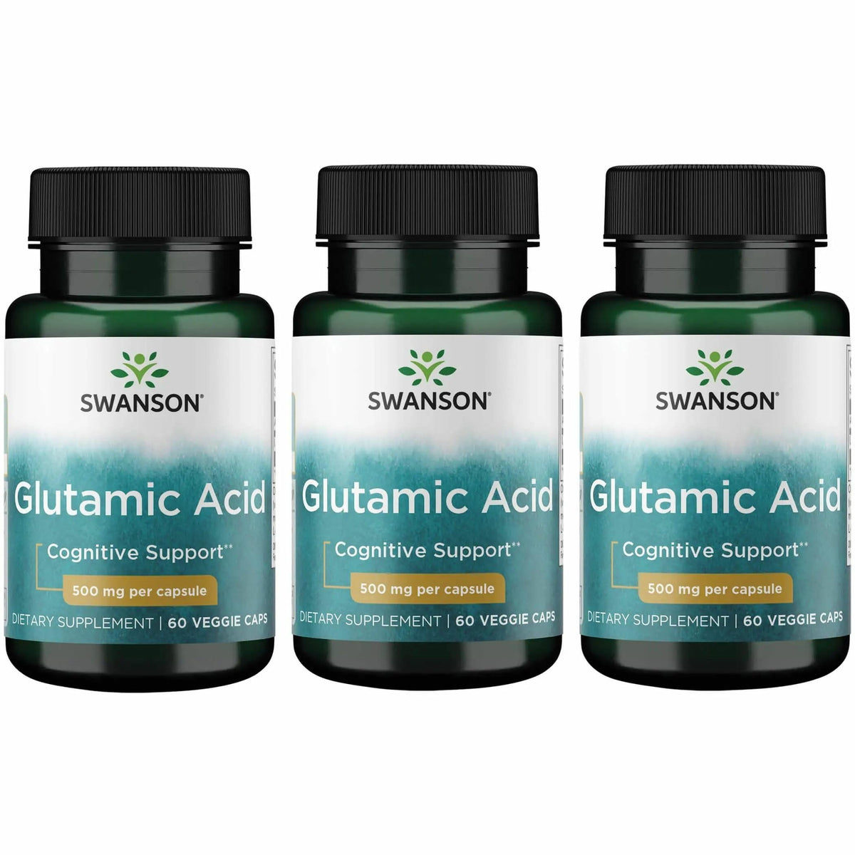 Swanson Glutamic Acid 500 mg 3-pack bottle
