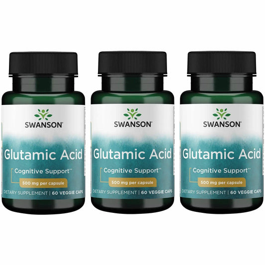 Swanson Glutamic Acid 500 mg 3-pack bottle