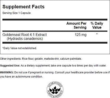 GOLDENSEAL Root 125 mg capsules - 100 count packaging
