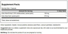 Close-up of Swanson Gotu Kola 100 mg standardized capsules