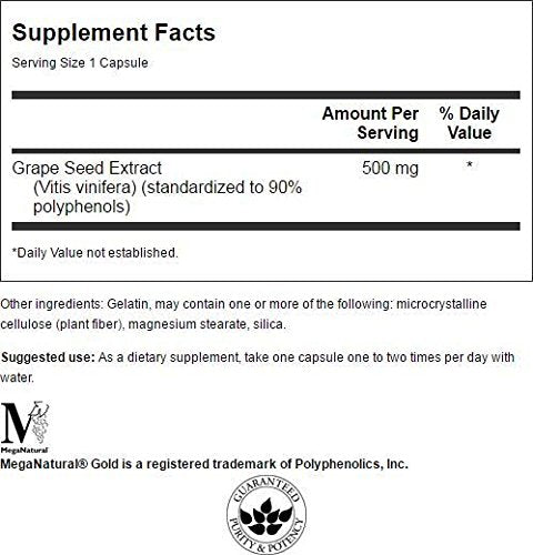 Swanson Grape Seed Extract 500mg label - 60 Caps