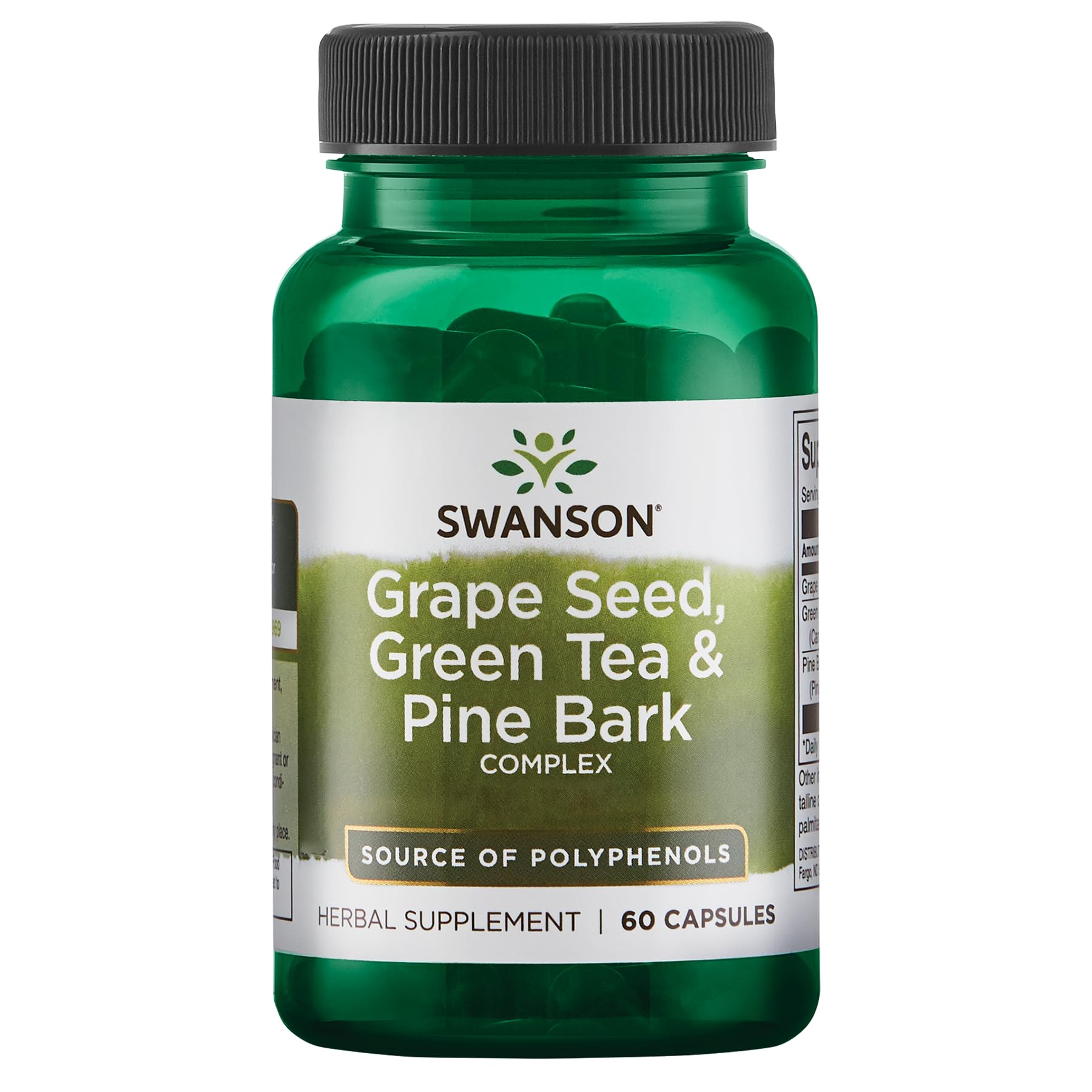 Swanson Grape Seed Green Tea & Pine Bark Complex bottle – front view