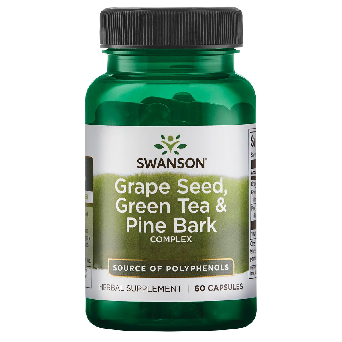 Swanson Grape Seed Green Tea & Pine Bark Complex bottle – front view