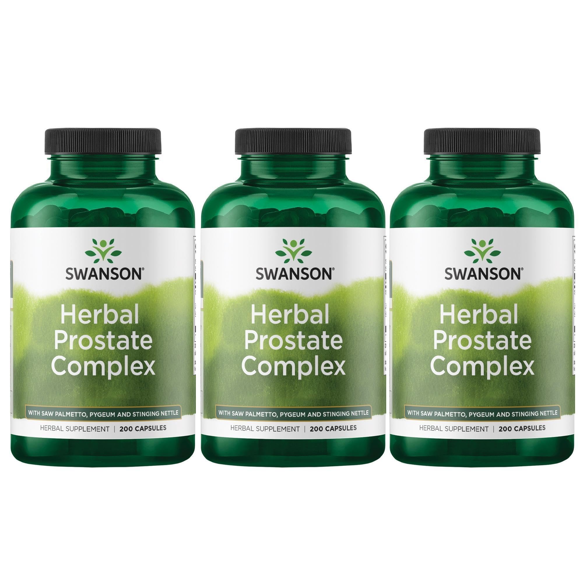Front view of Swanson Herbal Prostate Complex 200-capsule bottle - 3 pack