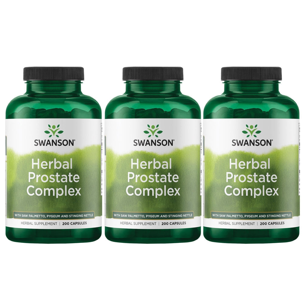 Front view of Swanson Herbal Prostate Complex 200-capsule bottle - 3 pack