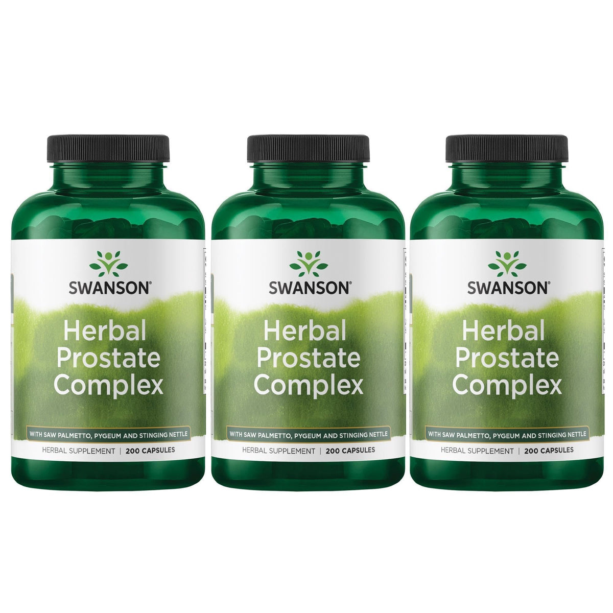 Front view of Swanson Herbal Prostate Complex 200-capsule bottle - 3 pack
