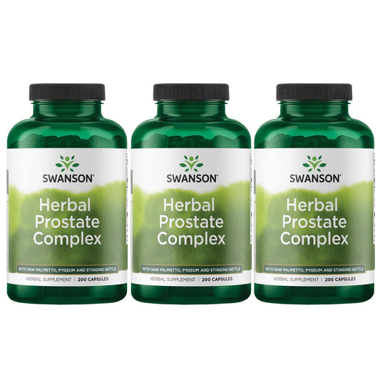 Front view of Swanson Herbal Prostate Complex 200-capsule bottle - 3 pack
