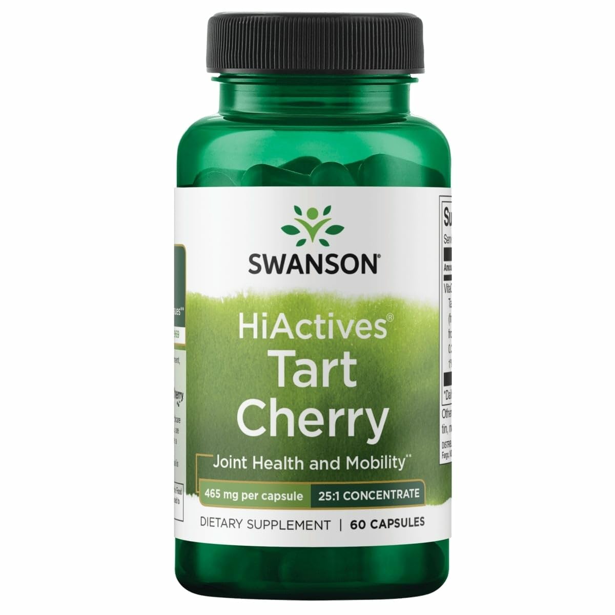Bottle of Swanson HiActives Tart Cherry 60 capsules with label