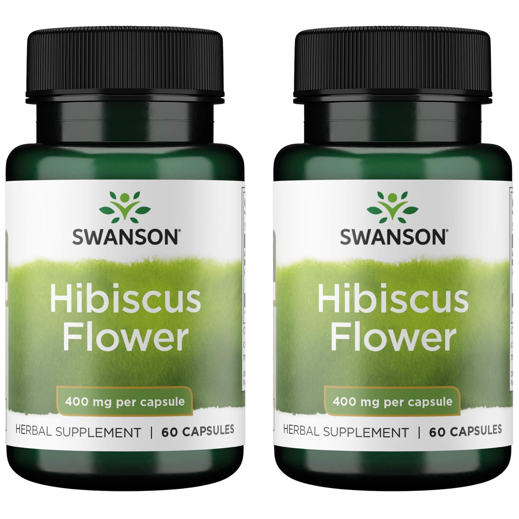 Swanson Hibiscus Flower Full-Spectrum 400mg bottle, 60 capsules, 2 pack