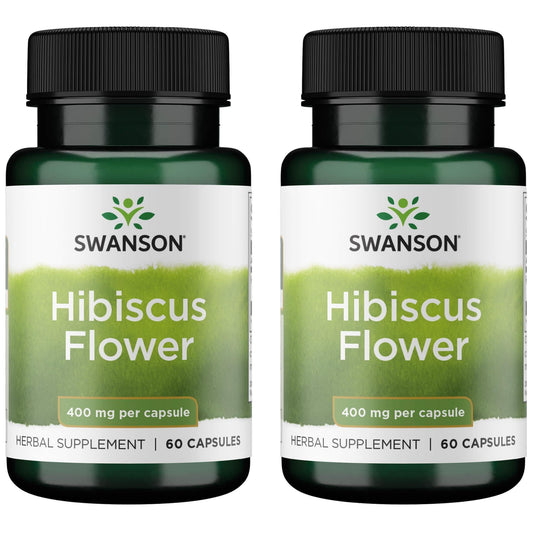 Swanson Hibiscus Flower Full-Spectrum 400mg bottle, 60 capsules, 2 pack