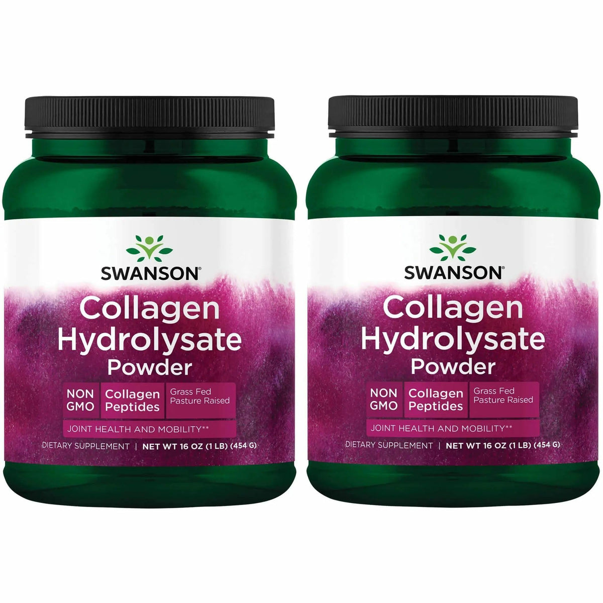 Front view of Swanson High Plains Collagen Hydrolysate Powder 1lb 2-pack