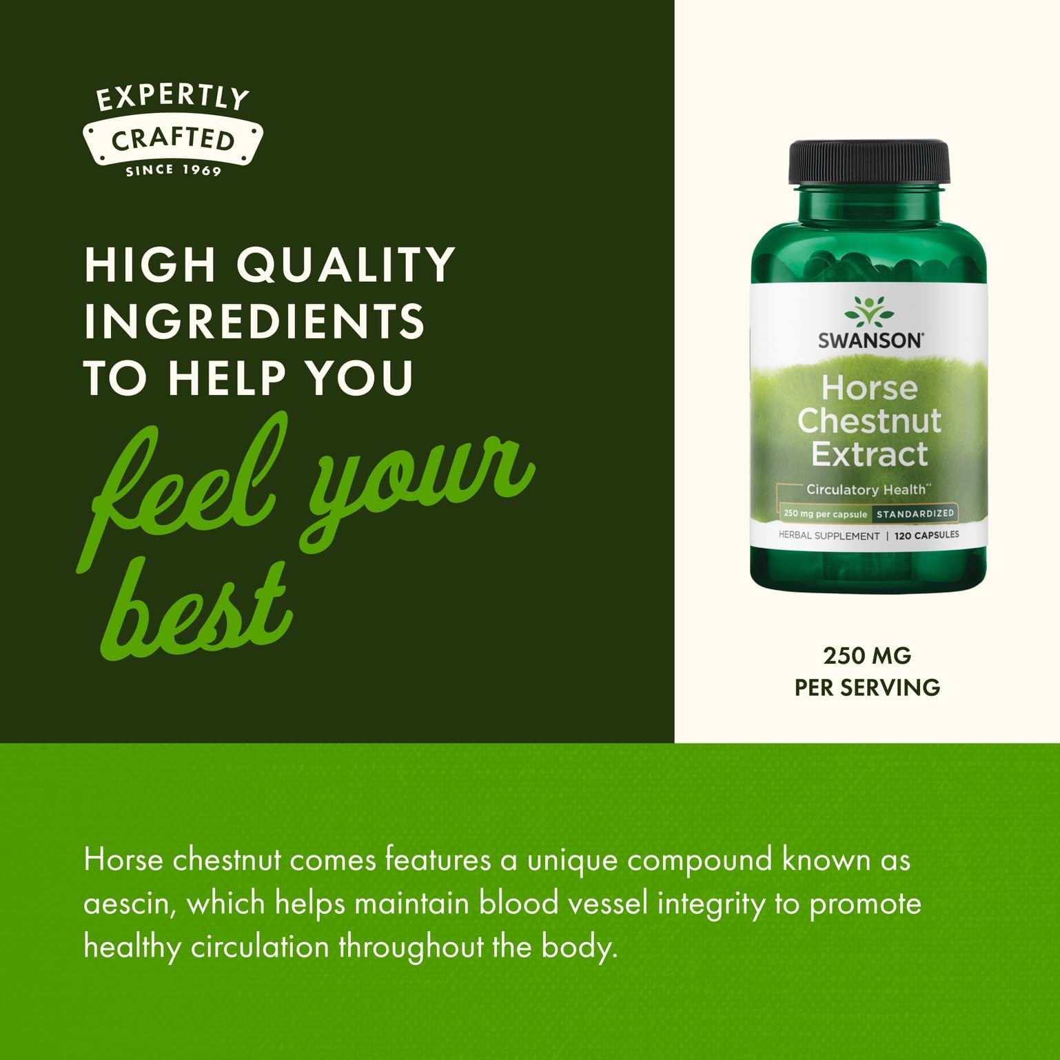 Swanson Horse Chestnut capsules inside bottle