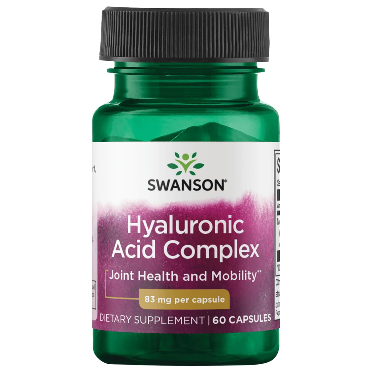 Product image: Swanson Hyal-Joint Hyaluronic Acid Complex bottle and capsules
