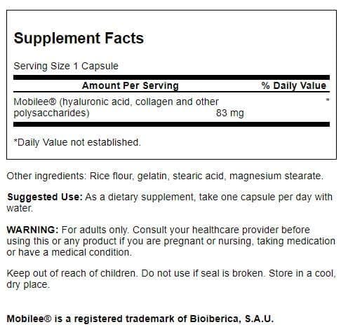 Close-up of Hyaluronic Acid capsules and Swanson label