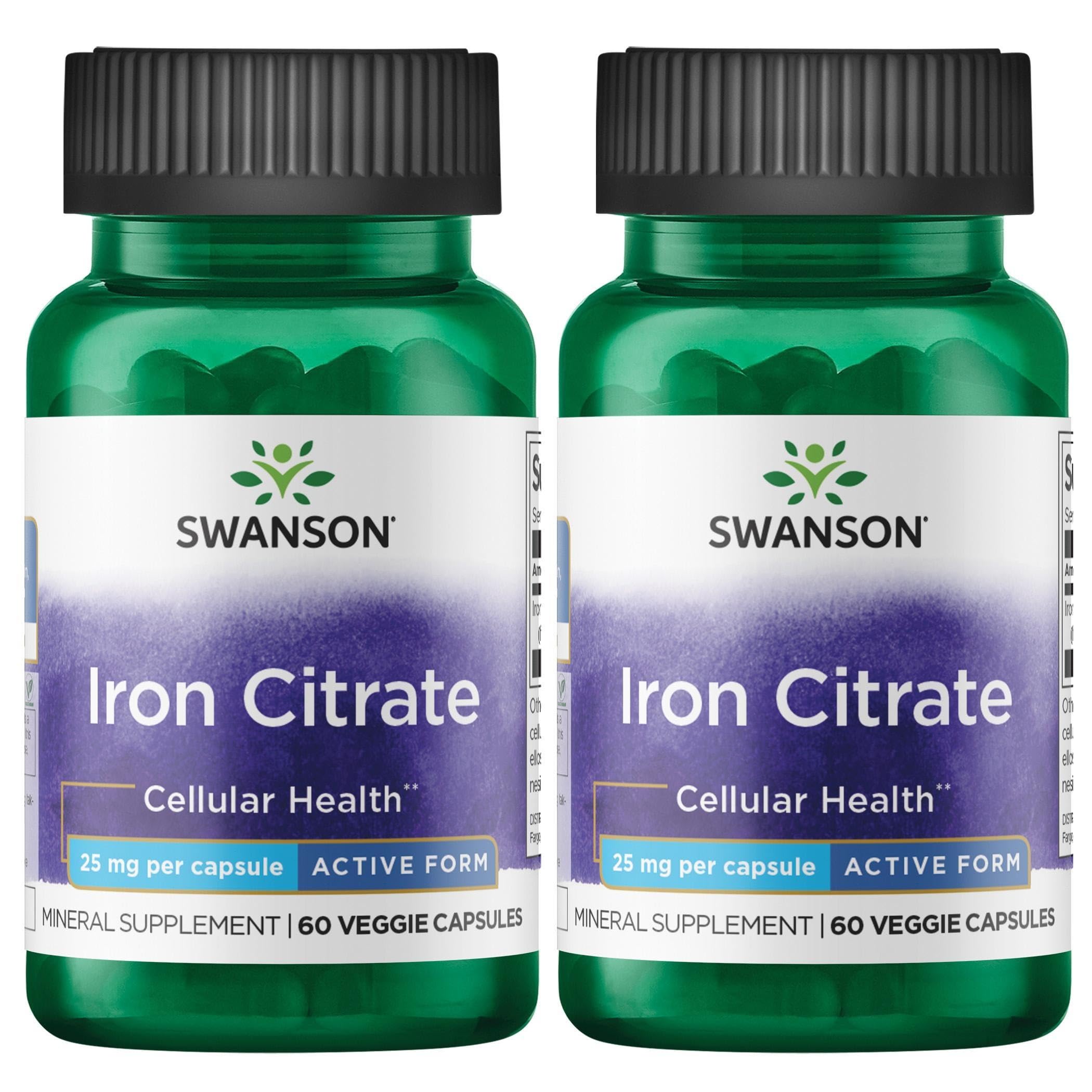 Swanson Iron Citrate 25 mg - 60 Veg Capsules (2 Pack)