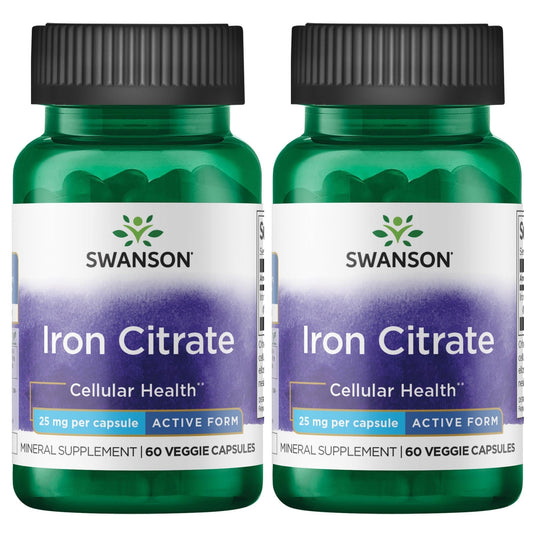 Swanson Iron Citrate 25 mg - 60 Veg Capsules (2 Pack)