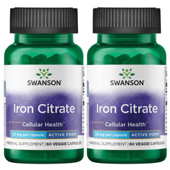 Swanson Iron Citrate 25 mg - 60 Veg Capsules (2 Pack)