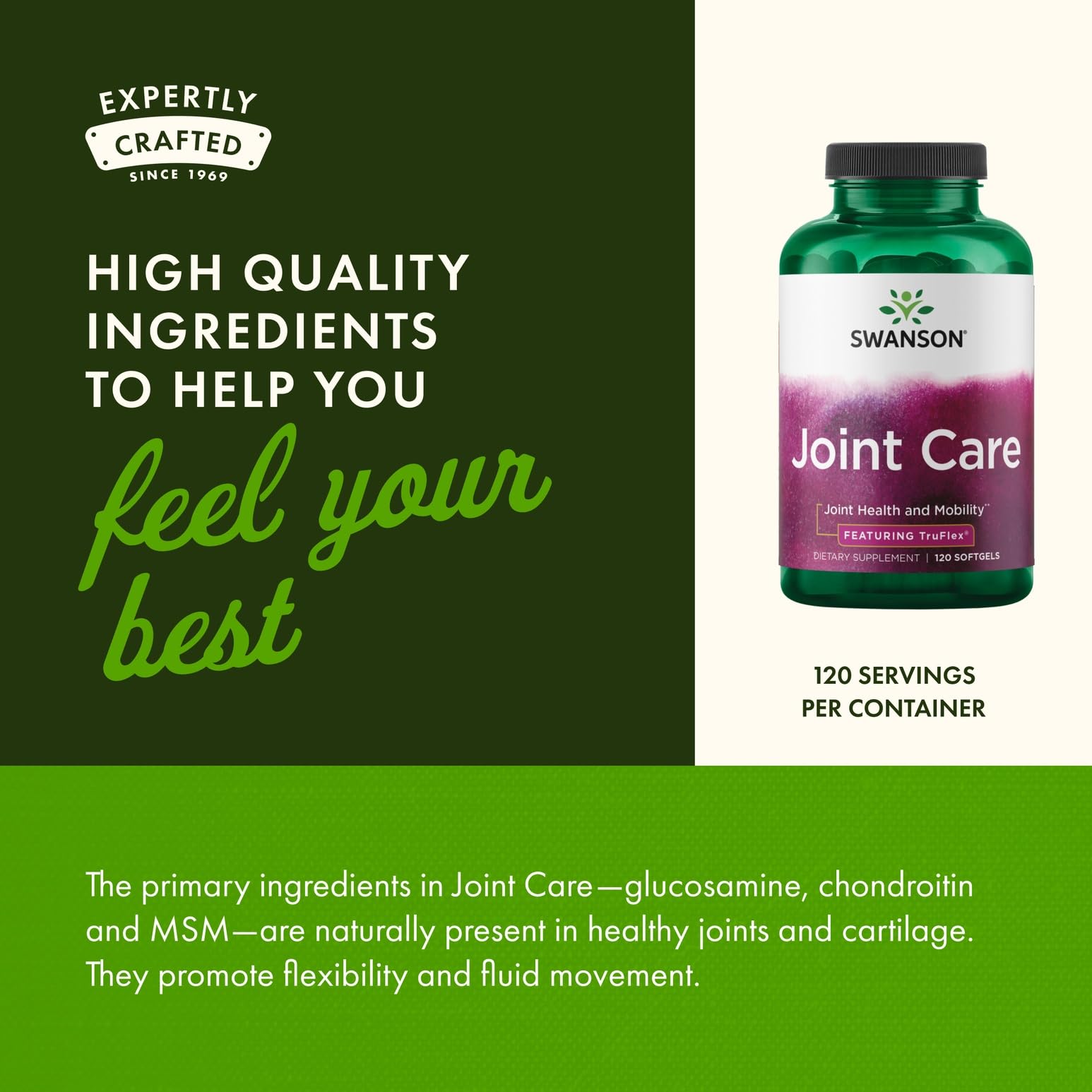 Supplement facts panel for Swanson Joint Care Truflex 120 Sgels