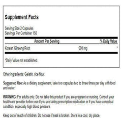 Swanson Korean Ginseng 250 mg capsules arranged