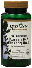Swanson Premium Full-Spectrum Korean Red Ginseng Root 400 mg - 90 Capsules Bottle, Pack of Two