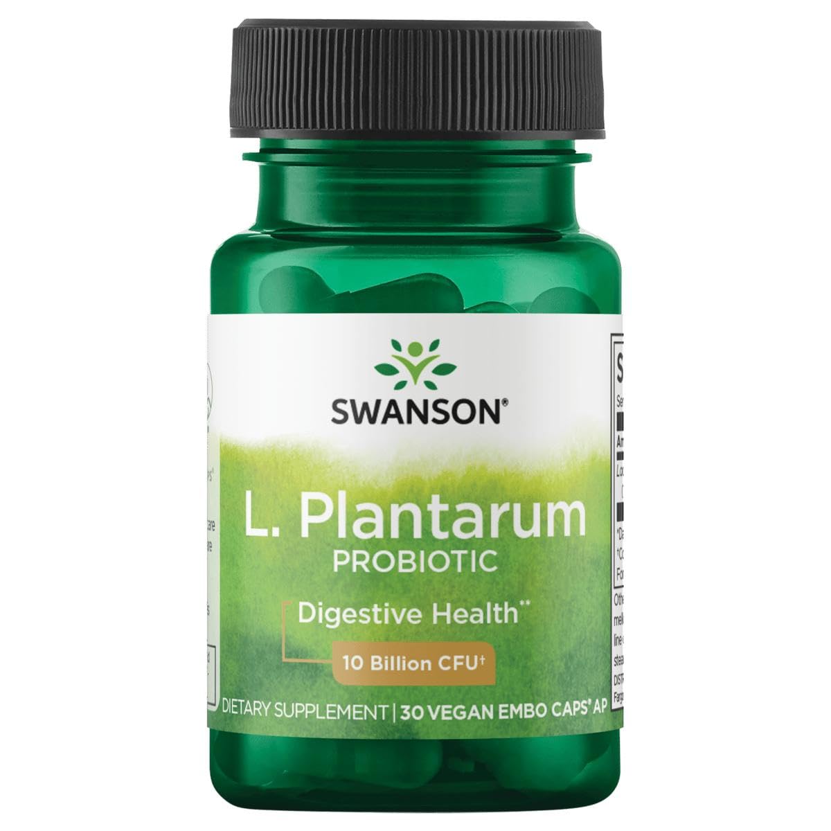 Bottle of Swanson L. Plantarum digestive probiotic with 30 veggie capsules