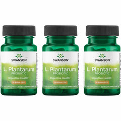 Bottle of Swanson L. Plantarum probiotic with 30 veggie capsules (3-pack).