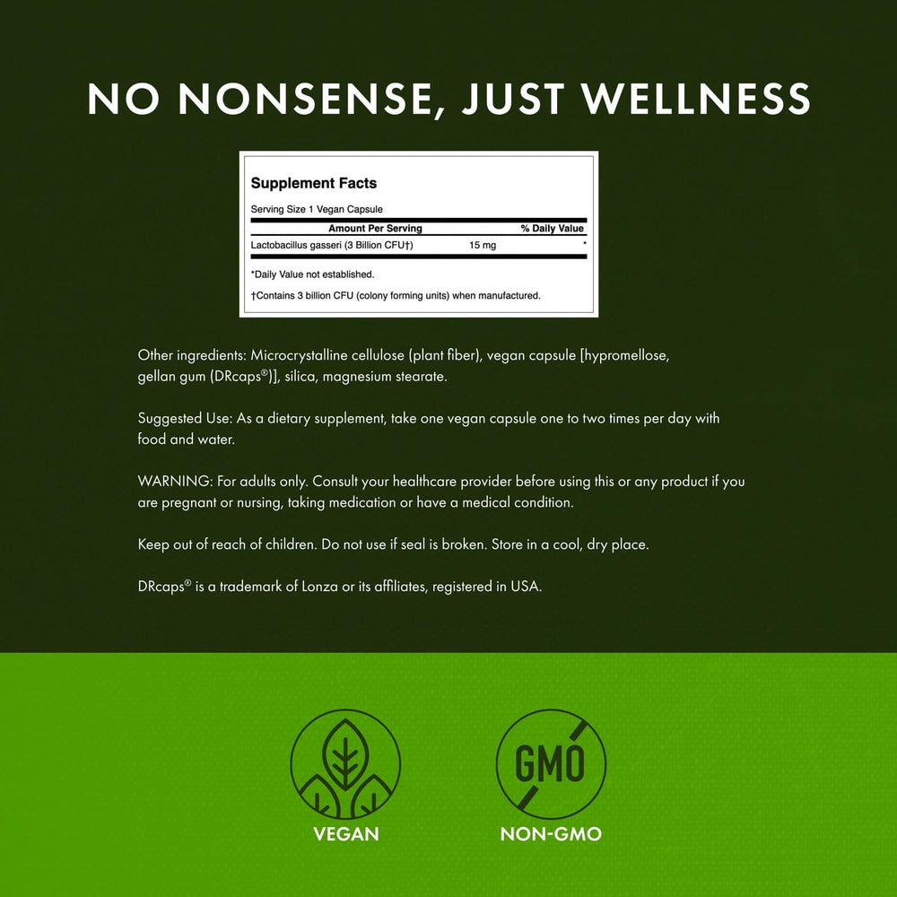 Close-up of Swanson Lactobacillus Gasseri product label