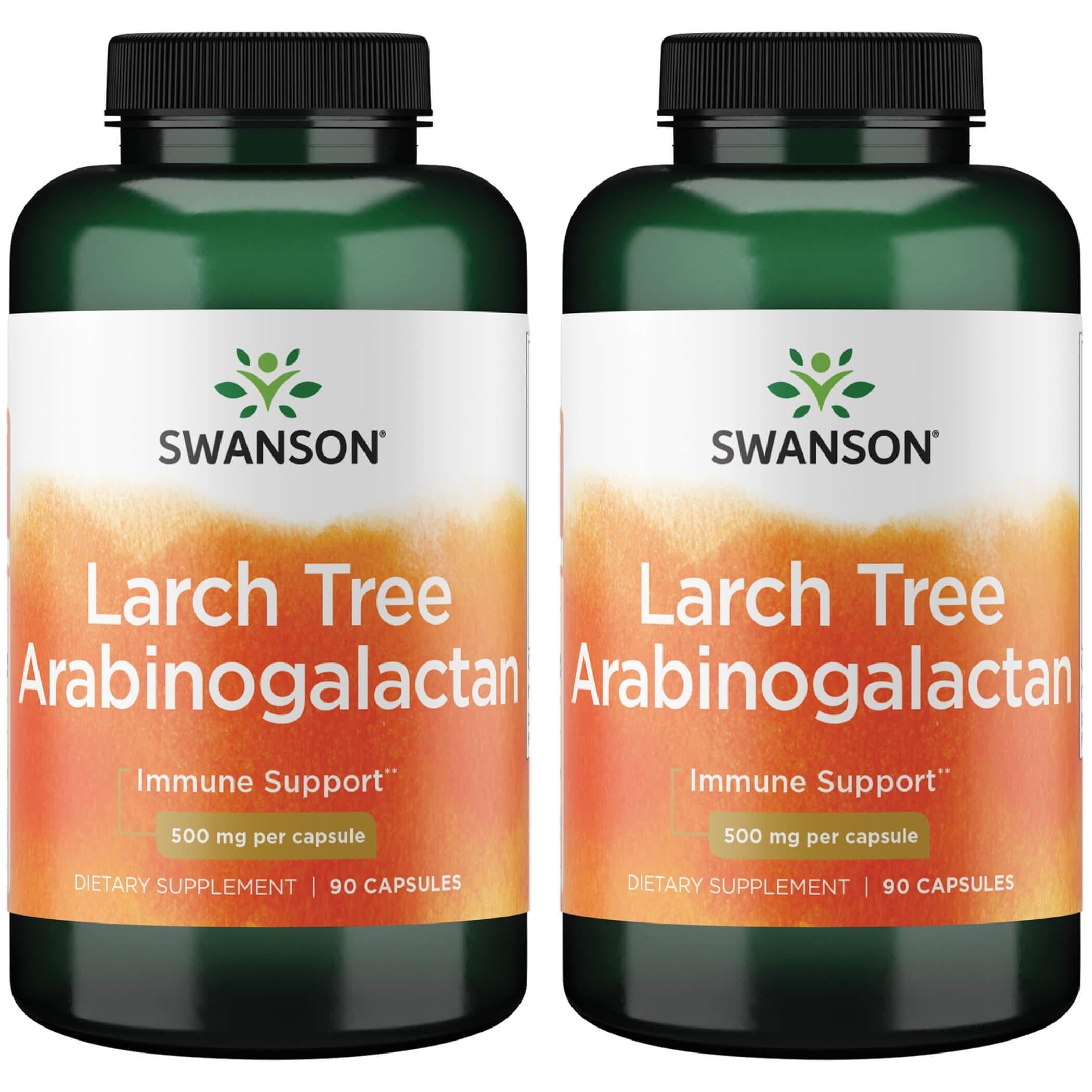 Swanson Larch Tree Arabinogalactan 500 mg 90 Caps (2 Pack) bottle front view