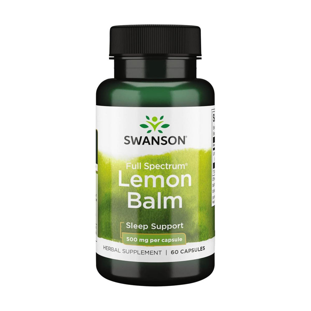 Swanson Full Spectrum Lemon Balm Sleep Support bottle with 60 capsules