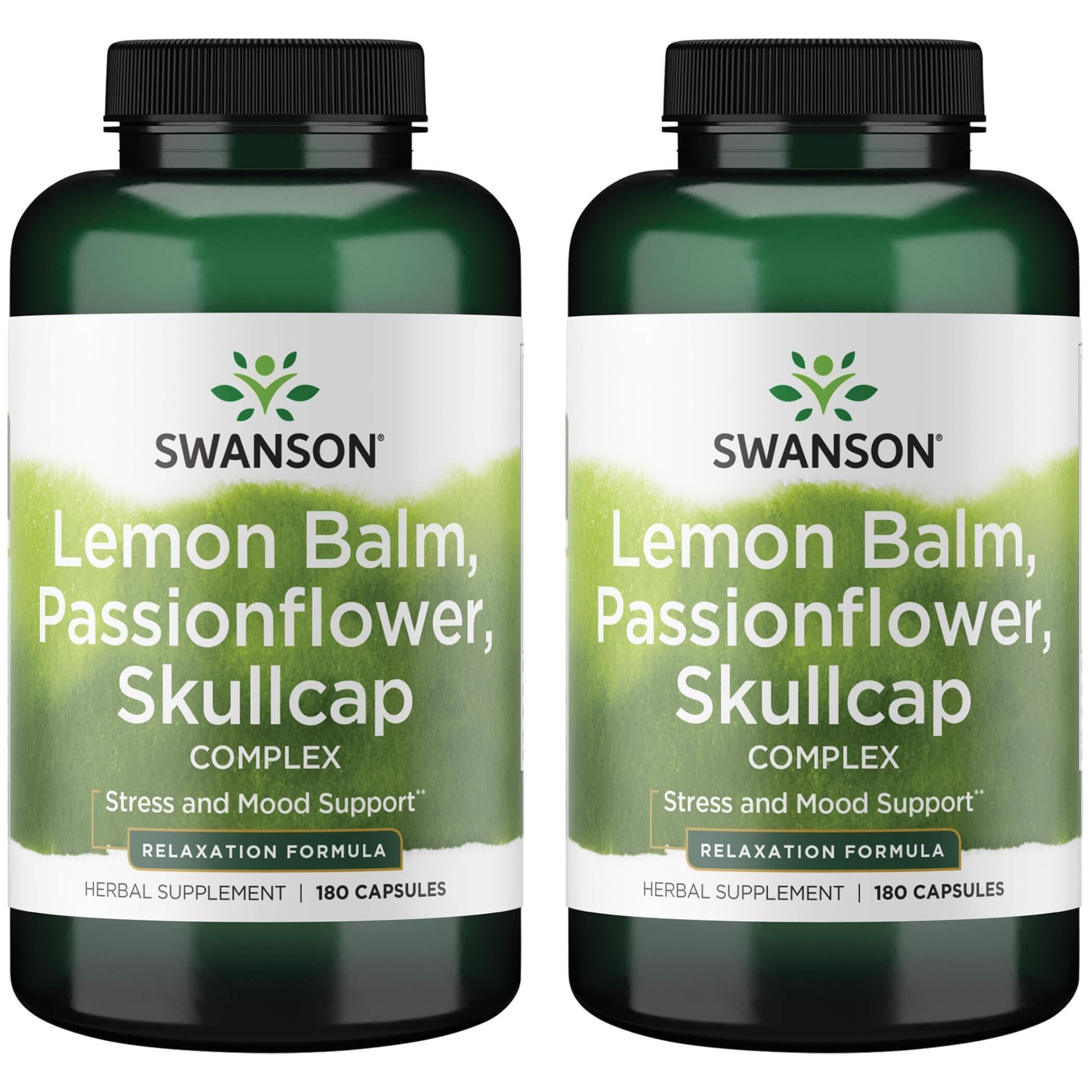 Swanson Lemon Balm Passion Flower Skullcap Complex 180 Capsules 2-Pack bottle