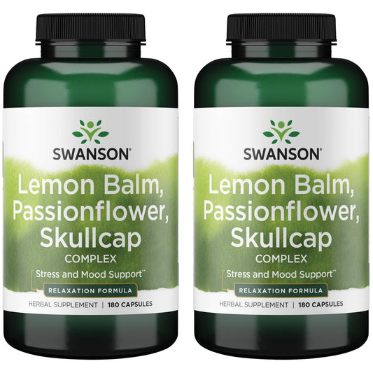 Swanson Lemon Balm Passion Flower Skullcap Complex 180 Capsules 2-Pack bottle