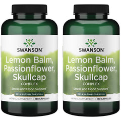 Swanson Lemon Balm Passion Flower Skullcap Complex 180 Capsules 2-Pack bottle