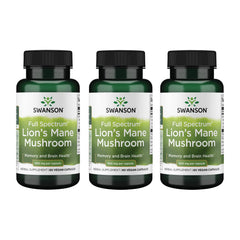 Product front view of Swanson Lion's Mane Mushroom 60 capsules 3-pack
