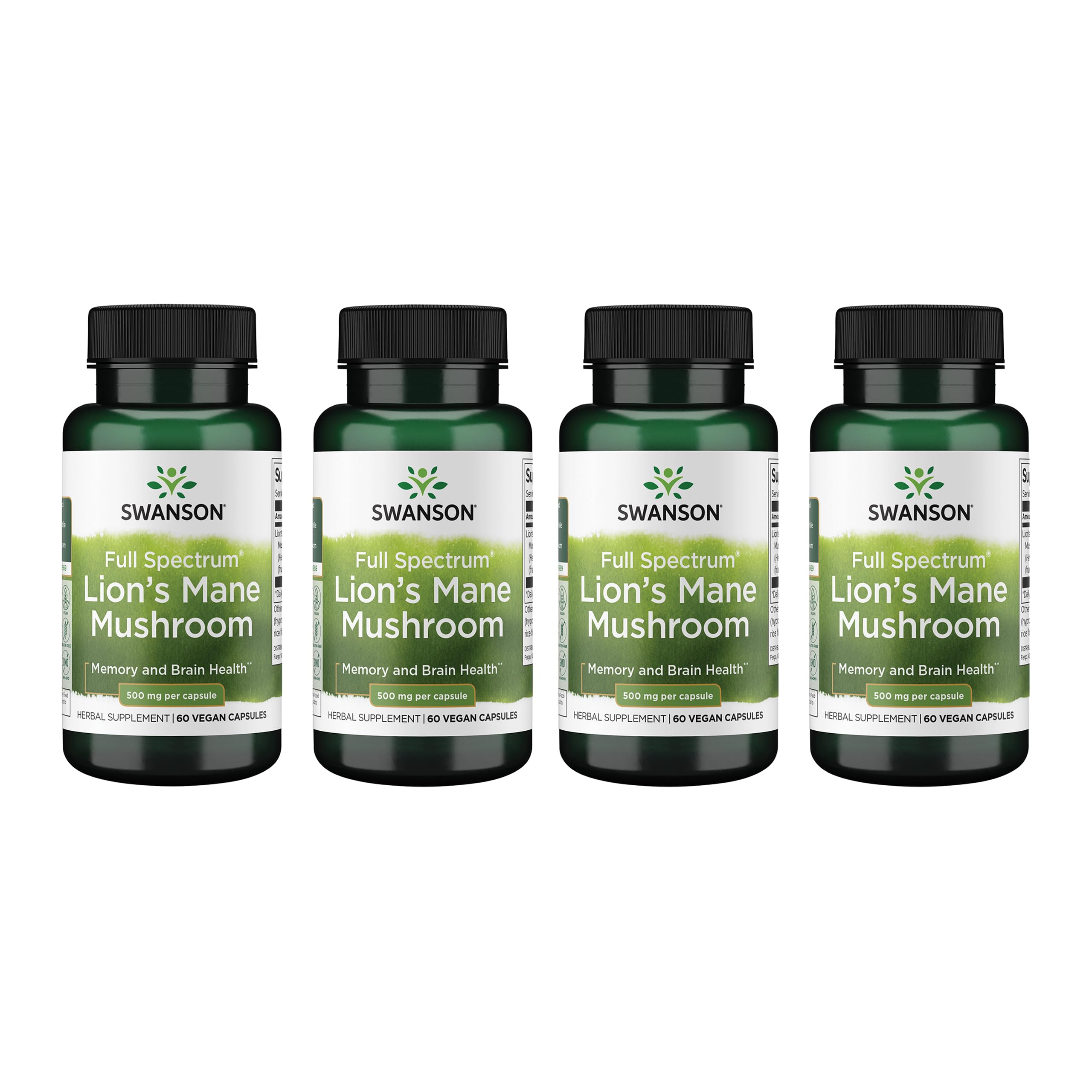 Swanson Lion's Mane capsules in bottle highlighting focus support for daily tasks
