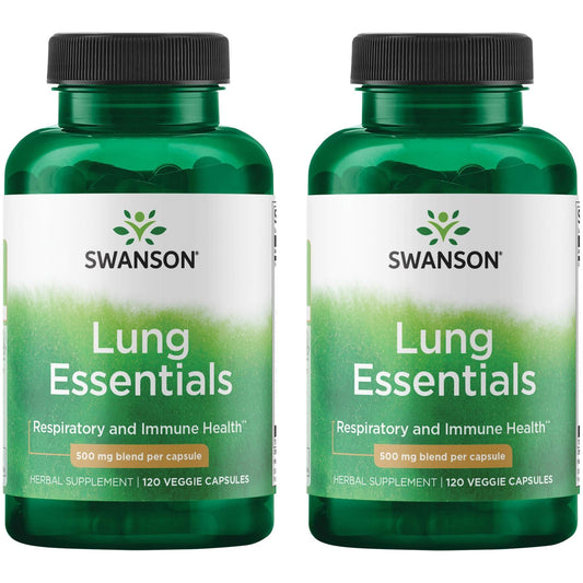 Swanson Lung Essentials 500 mg 120 Veg Caps 2-Pack bottle and label