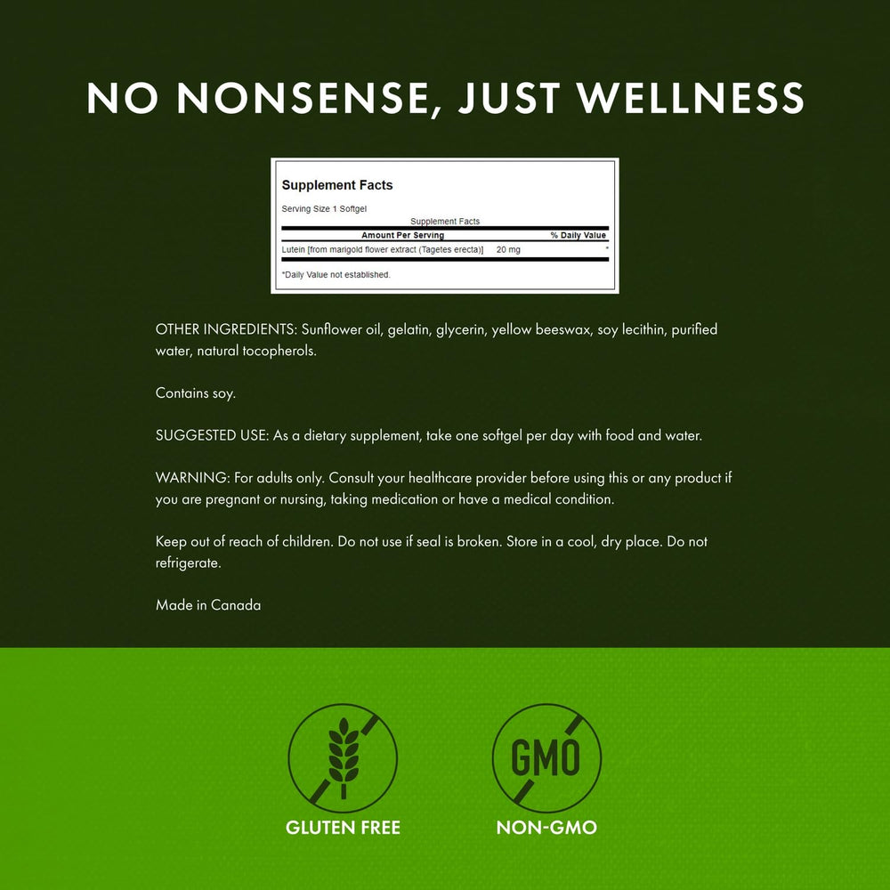 Swanson Lutein 20 mg Softgels packaging